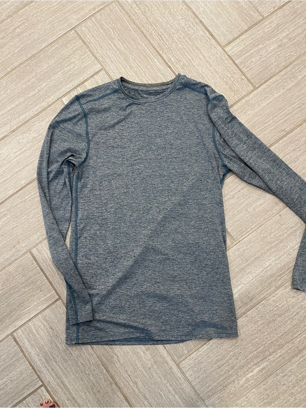 Men's Heathered Long Sleeve Performance Tee - Slate Blue